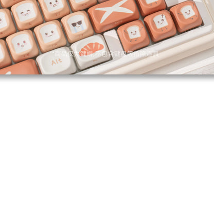 134 Key Toast Theme Keycaps Cute Key Cap PBT Cherry MOA Profile Custom Opaque Keycap Gift for Mechanical Keyboard Accessory