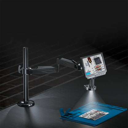 Elikliv EM4K Flex 4K Digital Soldering Microscope 2000X 10.1" HDMI Microscope for Electronics with Boom Arm Stand Ring Light
