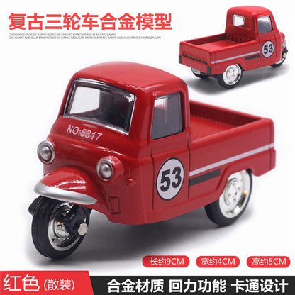 Cute Diecast Alloy Metal Car Bus Motor Tricycle Motorcycle Taxi Model Toy Children Birthday Gift