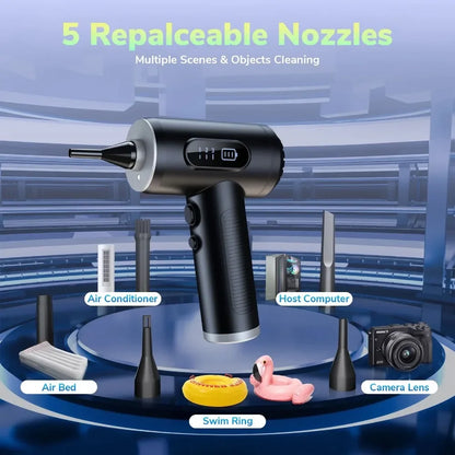 Electric Air Duster, Powerful Compressed Air Blower for Electronics, Car Interior, Pet Hair, and Home Cleaning