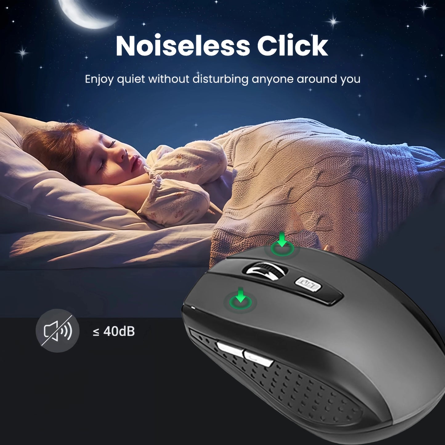 Wireless Mouse 2.4G Silent Mouse USB Portable Office Mouse Mobile Optical Mouse Adjustable 1600DPI Mouse for Notebook PC Laptop