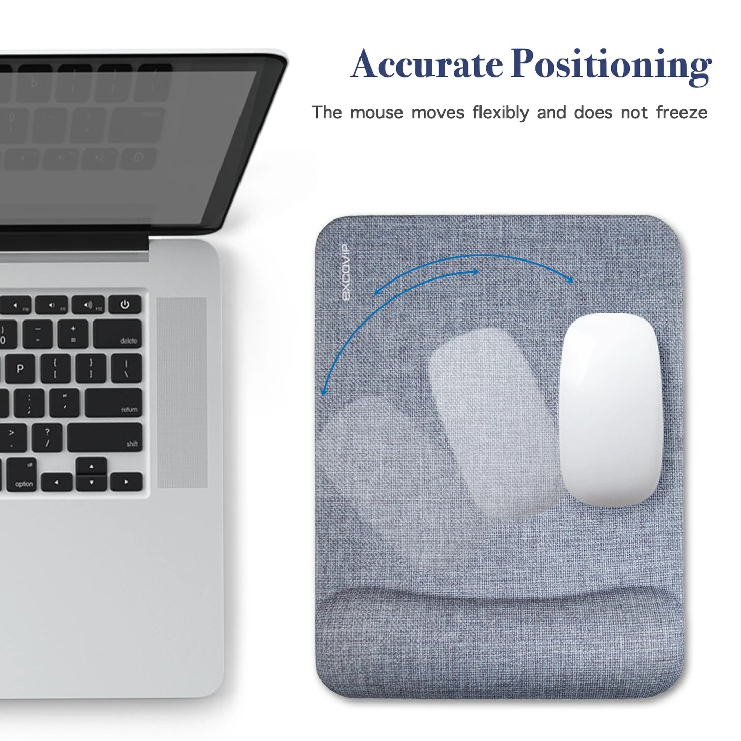 EXCO Ergonomic Mouse Pad with Silicone Wrist Support Rest Comfortable Computer Mousepad Non-Slip PU Base for Home Office Laptop