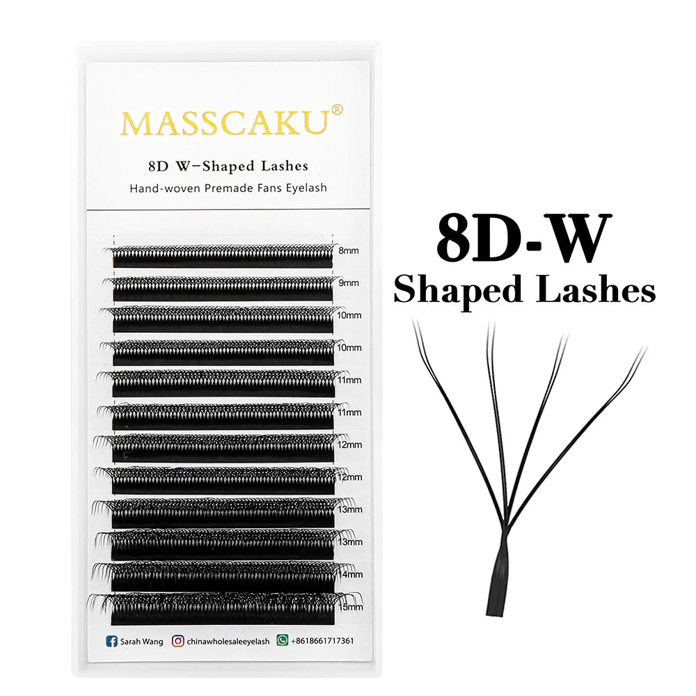 MASSCAKU W Shape 3D 4D 5D Premade Volume Easy Fans Nature Soft Light Individual Lashes Clover Bloom False Eyelashes Extension