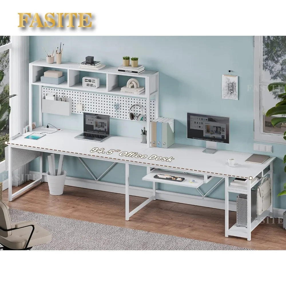 L Shaped Gaming Desk, Reversible Computer Desk with Power Outlet and Pegboard, Gaming Desk with Led Lights, Keyboard Tray