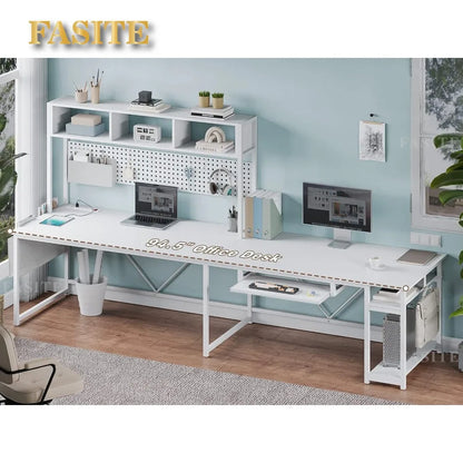 L Shaped Gaming Desk, Reversible Computer Desk with Power Outlet and Pegboard, Gaming Desk with Led Lights, Keyboard Tray