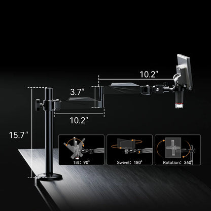 Elikliv EM4K Flex 4K Digital Soldering Microscope 2000X 10.1" HDMI Microscope for Electronics with Boom Arm Stand Ring Light