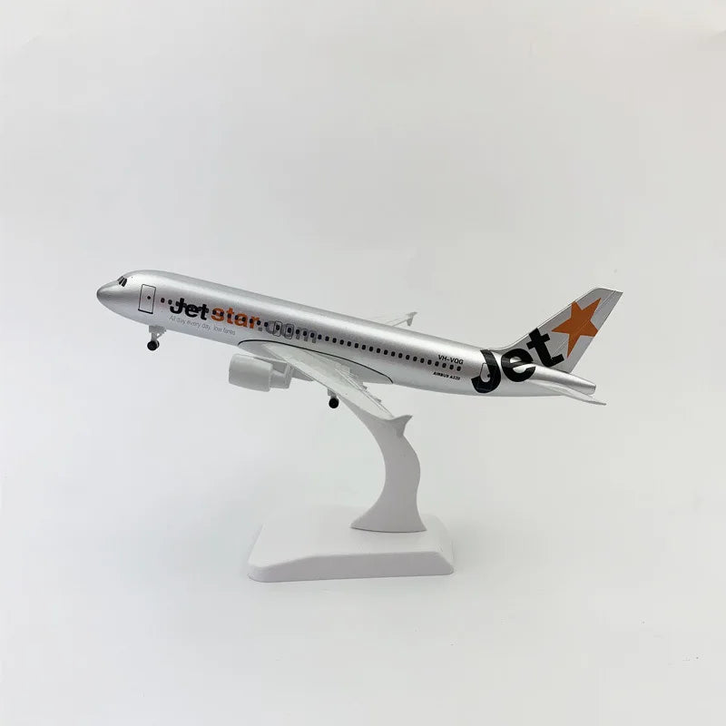 Toy Airport 1:400 Scale Simulation Model 20CM Alloy Metal Aircraft A320 Jetstar Airways with Landing Gear Airplane Model