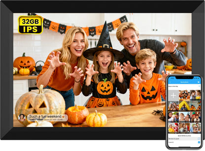 SSAWIFIFRAME Digital Photo Frame 10.1 inch WiFi Digital Picture Frame IPS Touch Screen 32GB Storage Auto-Rotate