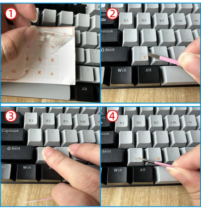 【Russian】Tear-Off Film Keyboard Stickers for Desktop and Laptop Keys, Single Letter Stickers, Transparent Side-Engraved Stickers
