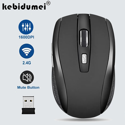 Wireless Mouse 2.4G Silent Mouse USB Portable Office Mouse Mobile Optical Mouse Adjustable 1600DPI Mouse for Notebook PC Laptop