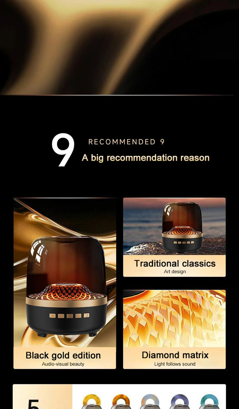 5th Glass Bluetooth Speaker Subwoofer Colorful Home High Volume Wireless Smart Computer Speaker ﻿Electronics Desk Accessories