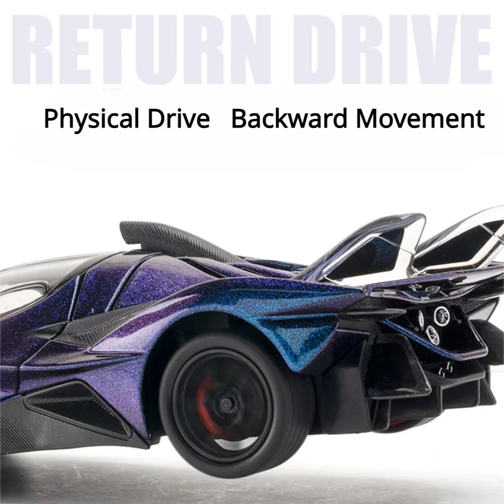 1/24 Scale Apollo EVO Alloy Sports Car Model Metal Diecast Miniature Toy with Pull Back Sound Light Vehicles Boys Birthday Gift