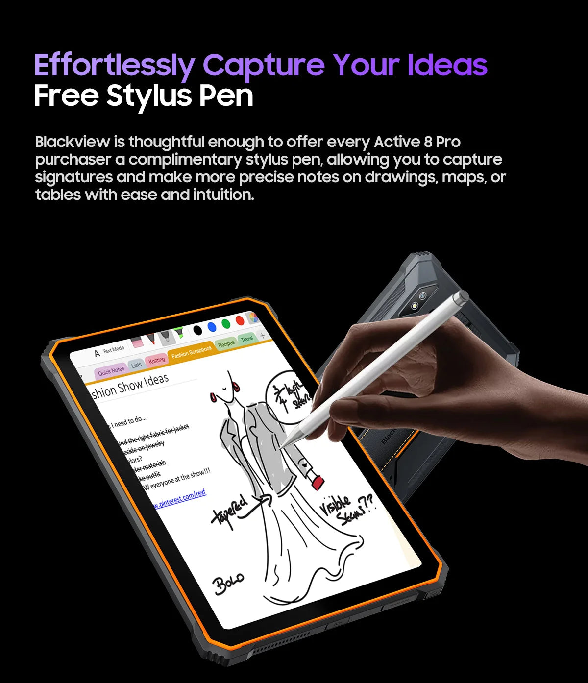 Blackview Active 8 Pro 16GB 256GB Tablet PC 22000mAh Battery Android 14 10.36" inch 2.4K Display 16MP+ 48MP Camera Rugged Tablet