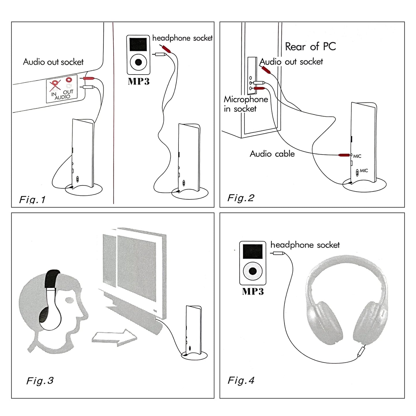 Wireless Headphone Emitter & Receiver Set FM Radio Computer TV Monitor Cordless Headphone Wired Headset with Microphone for TV L