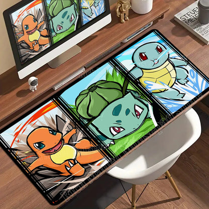 HD Gaming Keyboard Rug Laptop Japan Cool Anime Mouse Pad XXL P-pokemon Desk Mat PC Squirtles Gamer Cabinet Extended Mousepad Rug