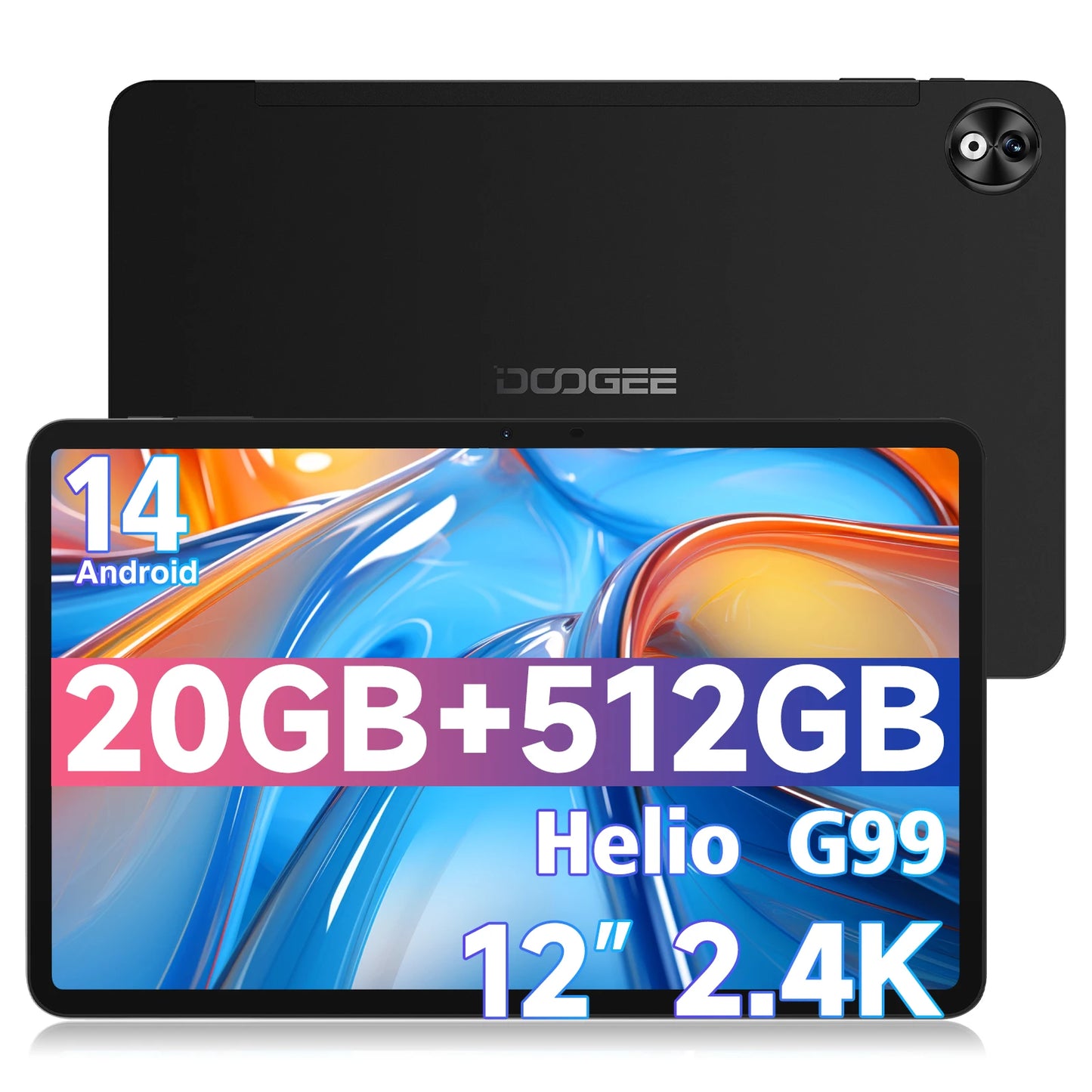 DOOGEE T40 Pro Tablet 12 ''IPS 2.4K 20GB(8 + 12) 512GB Android 14 Helio G99 6nm 10800mAh 18W Charge Quad Speaker 7.6mm ultra-thin