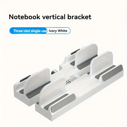 ABS material Adjustable vertical laptop stand with three-slot stand, padded computer stand for 16-inch laptops - rectangular