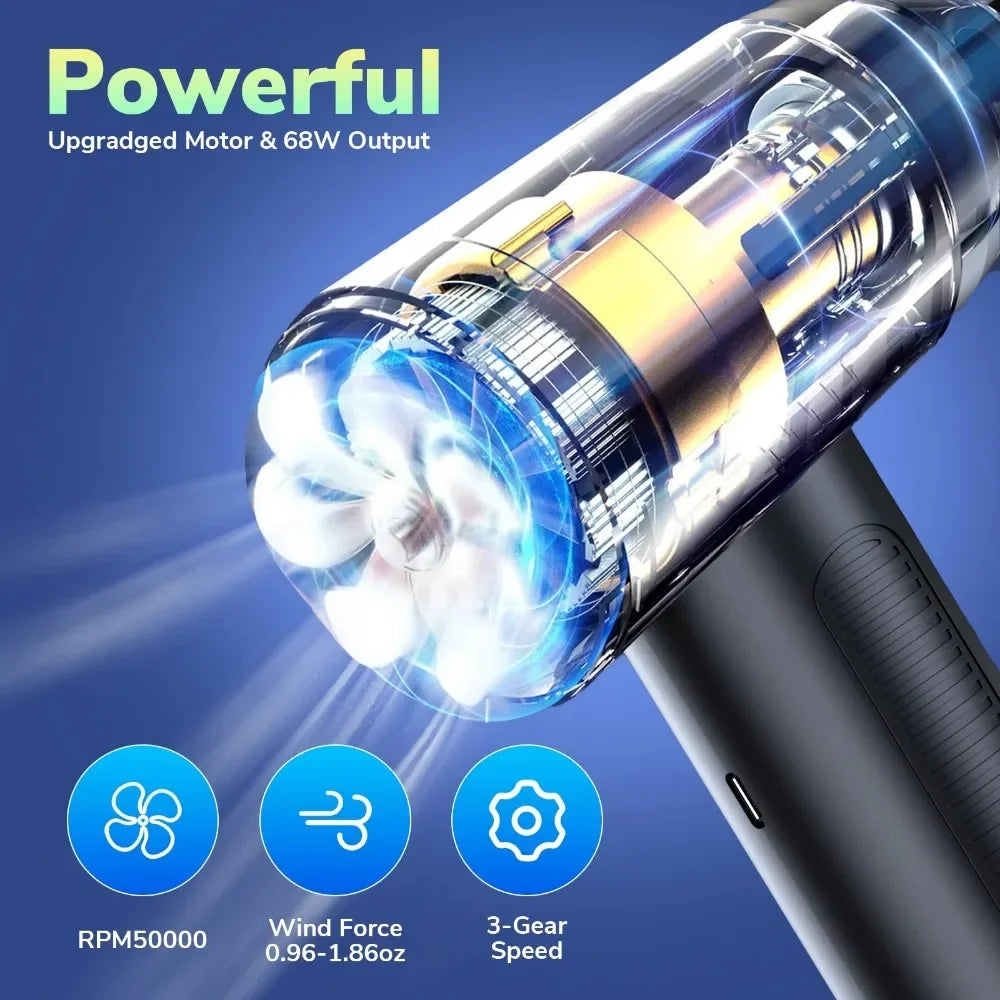 Electric Air Duster, Powerful Compressed Air Blower for Electronics, Car Interior, Pet Hair, and Home Cleaning