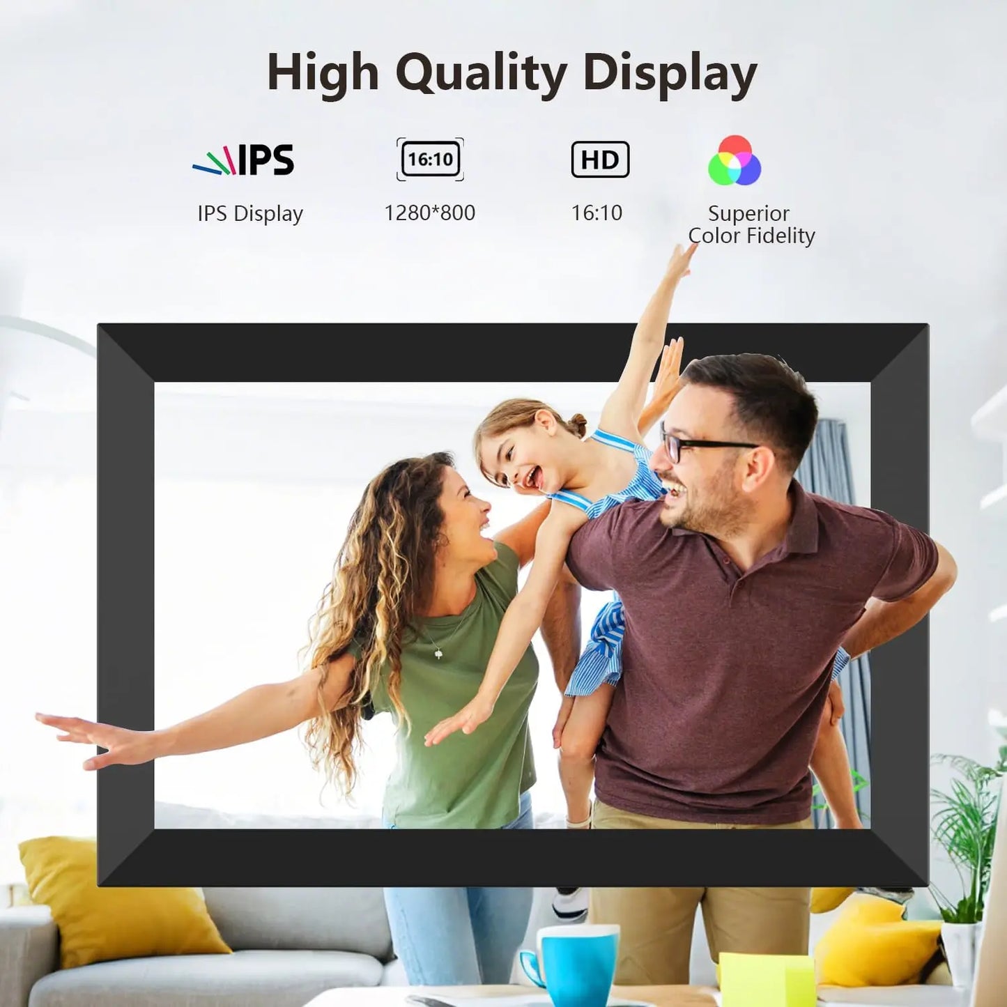 SSAWIFIFRAME Digital Photo Frame 10.1 inch WiFi Digital Picture Frame IPS Touch Screen 32GB Storage Auto-Rotate