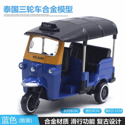 Cute Diecast Alloy Metal Car Bus Motor Tricycle Motorcycle Taxi Model Toy Children Birthday Gift
