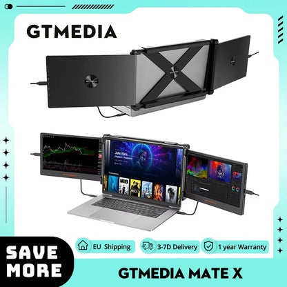 GTMEDIA MATE X Portable Dual Screen Monitor Laptop Screen Extender for 13-17.3" Laptop, 60Hz Refresh Rate, 178° Viewing Angle