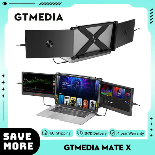 GTMEDIA MATE X Portable Dual Screen Monitor Laptop Screen Extender for 13-17.3" Laptop, 60Hz Refresh Rate, 178° Viewing Angle