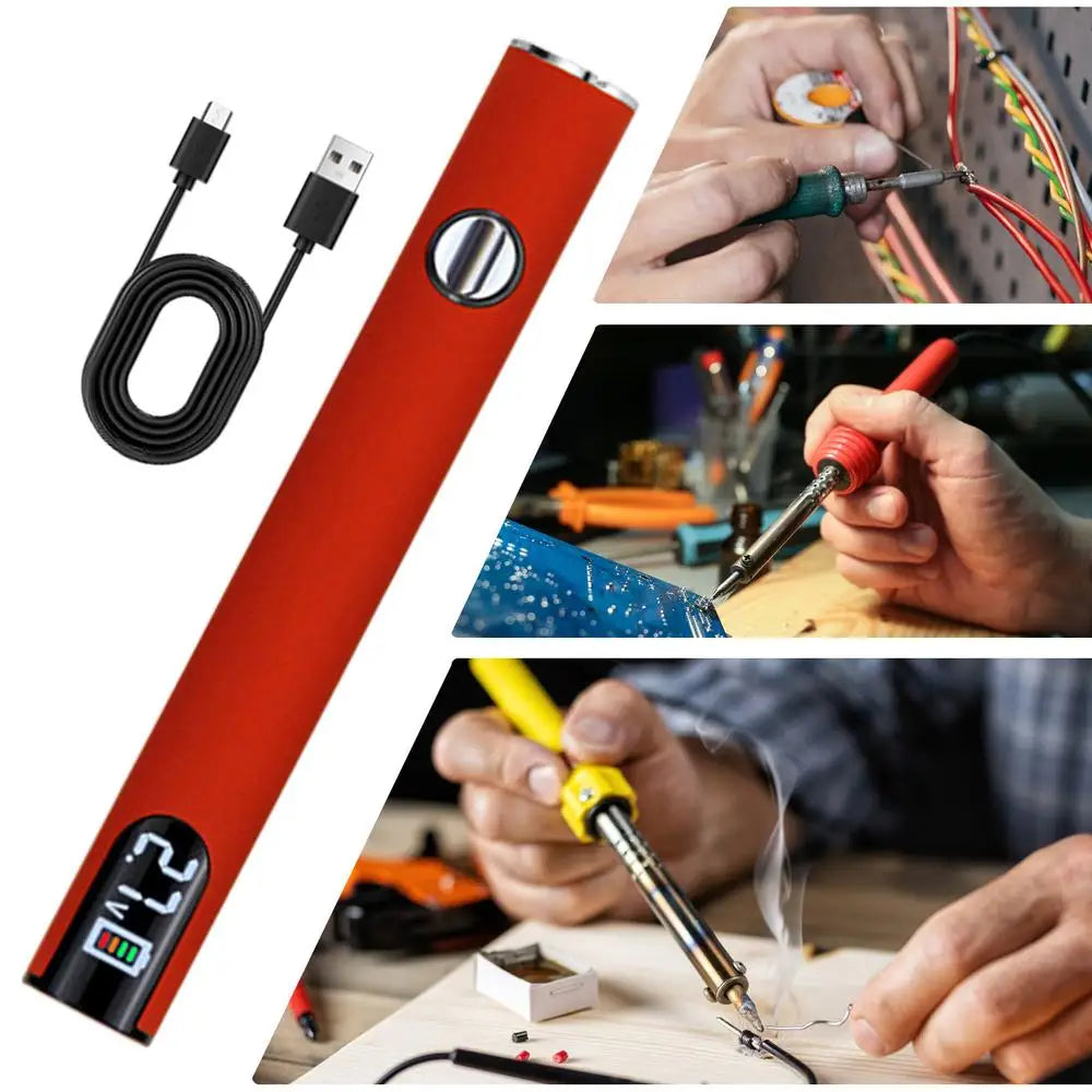 Electric Soldering Iron Rechargeable And Temperature Adjustment Welding Repair Tool Wire Soldering Pen Electronics Soldering Kit
