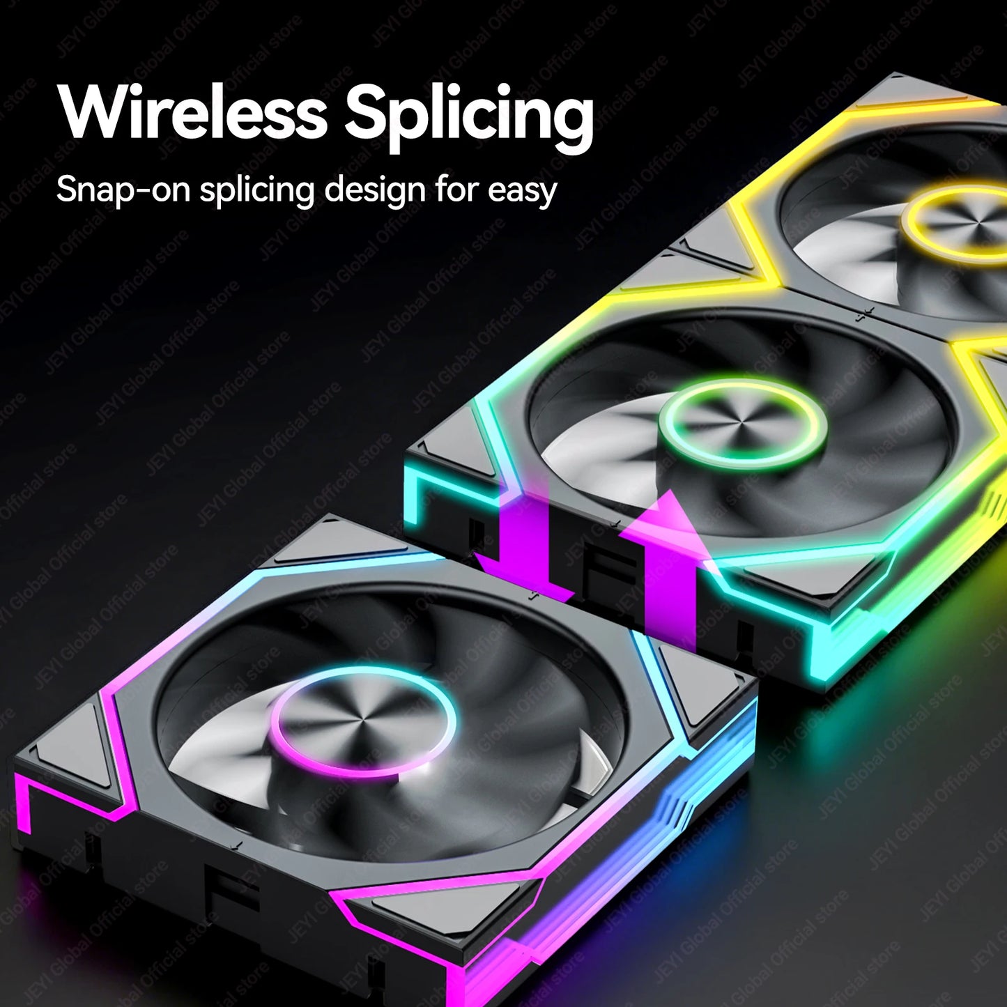 JEYI ARGB Infinity Mirror PC Fans Hydro Bearing Fan 30dB(A) 12CM cooling fan 5V3 pin PWM 800-2000RPM Forward/Reverse Blade Fan