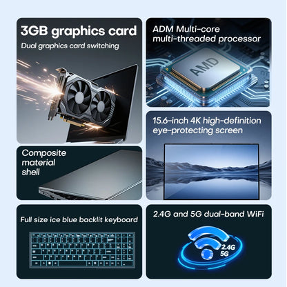 Xiaman 15.6" Gaming Laptop Computer AMD A4-7210 MX350 Discrete Graphics Notebook PC Gamer Windows 11 Fingerprint Unlock Laptops