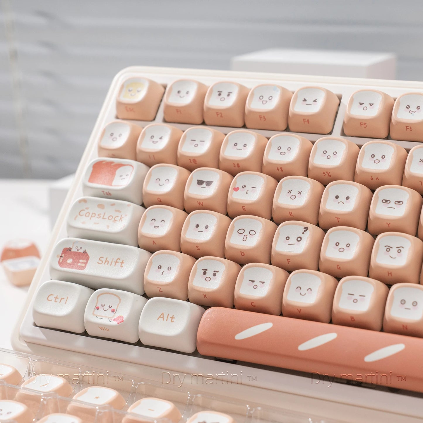 134 Key Toast Theme Keycaps Cute Key Cap PBT Cherry MOA Profile Custom Opaque Keycap Gift for Mechanical Keyboard Accessory