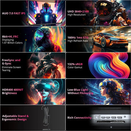 KTC H27P22S Gaming Monitor 27 inches Fast IPS 3840×2160 160Hz, AUO 7.0 FAST IPS, 1000:1 Contrast Ratio, ELED Backlight, HDR 400