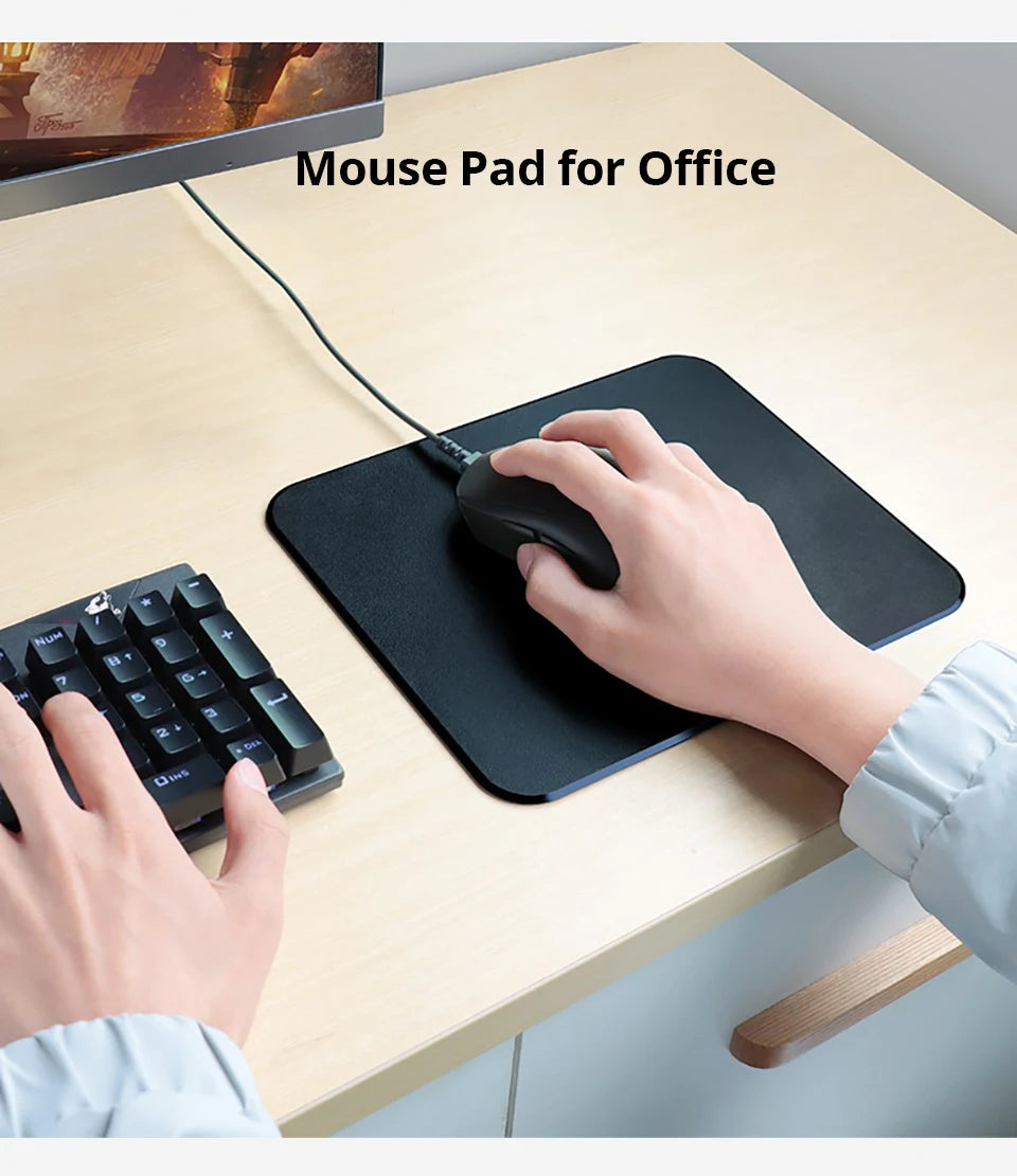 Hard Mouse Pad Small Mouse Pad for Travel Business Black Mousepad for Office Home Bed Sofa