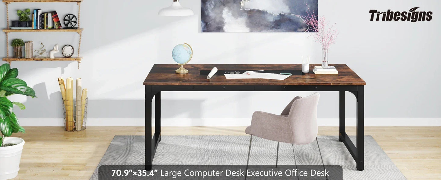 Tribesigns Modern Computer Desk 70.8 inch Large Executive Office Desk Study Writing Desk Workstation Computer Table