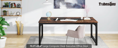 Tribesigns Modern Computer Desk 70.8 inch Large Executive Office Desk Study Writing Desk Workstation Computer Table