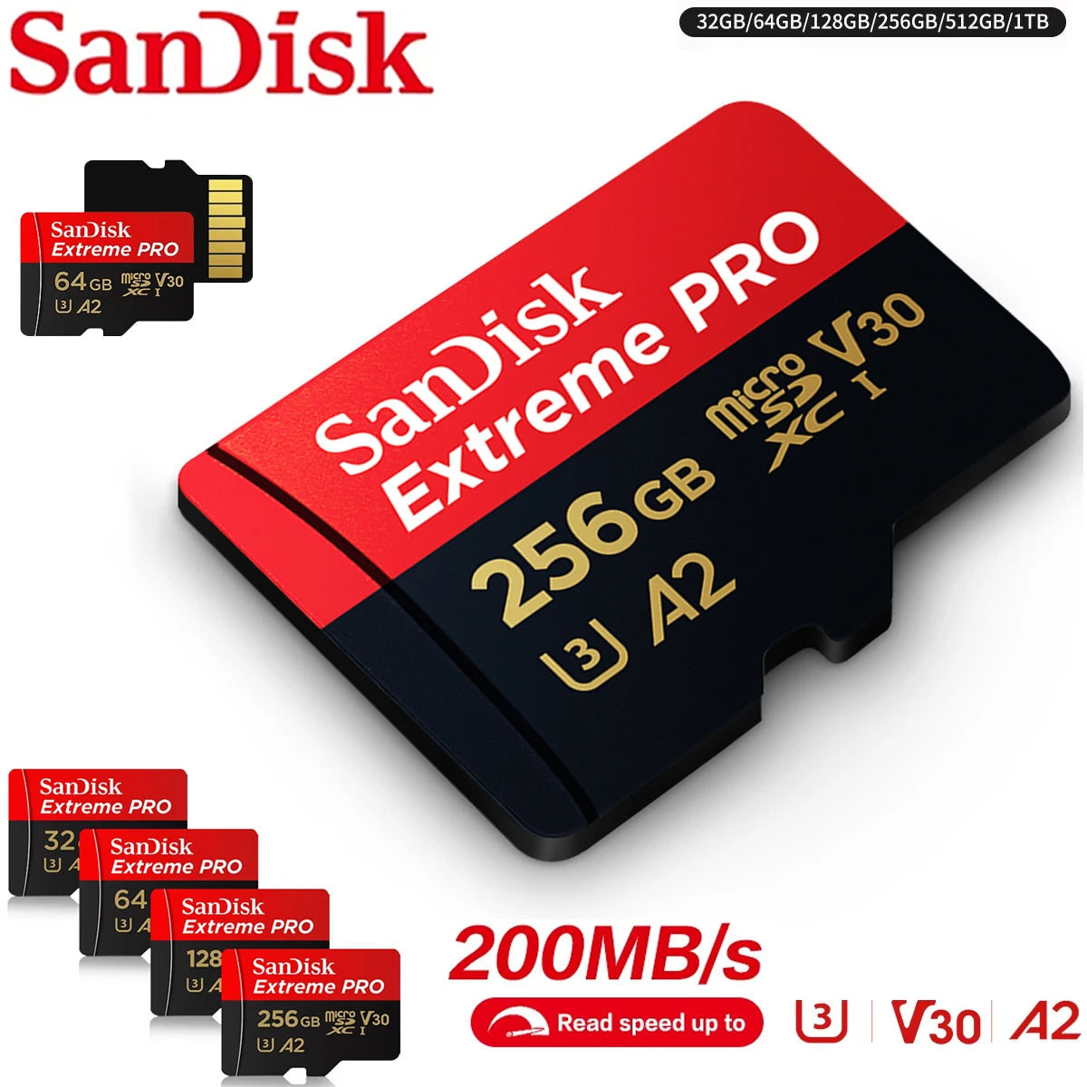 Sandisk Original Memory Card 512GB 256GB 128GB 64GB 32GB TF Micro SD Class A1-10 UHS-1 Flash Memory Microsd