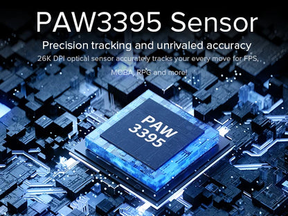 Delux M800ULTRA Gaming Wireless Lightweight Mouse Tri-mode Connection PAW3395 4K 26000DPI Nordic MCU Programmable Macro for PC