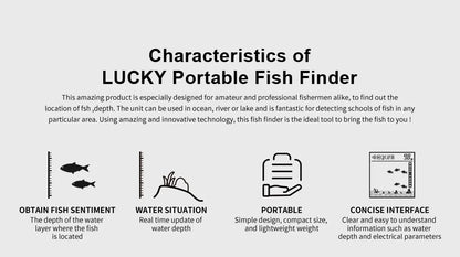 FFC1108-1 Alarm 100M Portable Sonar Fish Finders 45 degrees Sonar Coverage Echo Sounder Alarm Transducer Lake Sea Fishing