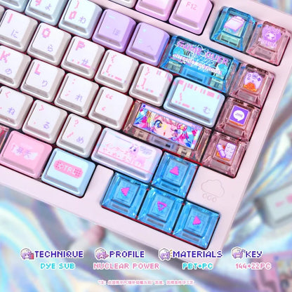Anime Anchor Girl Theme Keycaps Set Customized PBT Sublimation Cherry Profile Keyboard Caps for Mechanical Keyboard Accessories