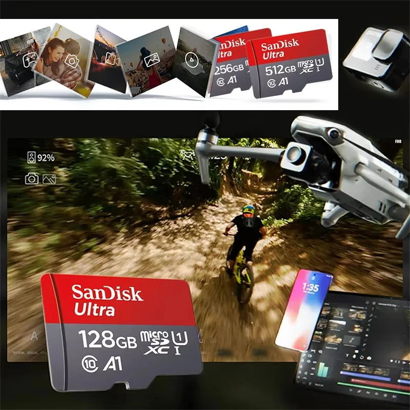 Sandisk Original Memory Card 512GB 256GB 128GB 64GB 32GB TF Micro SD Class A1-10 UHS-1 Flash Memory Microsd