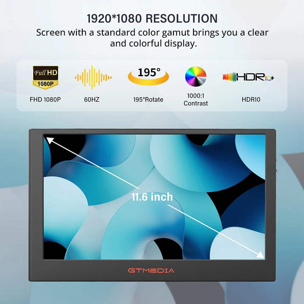 GTMEDIA MATE X Portable Dual Screen Monitor Laptop Screen Extender for 13-17.3" Laptop, 60Hz Refresh Rate, 178° Viewing Angle