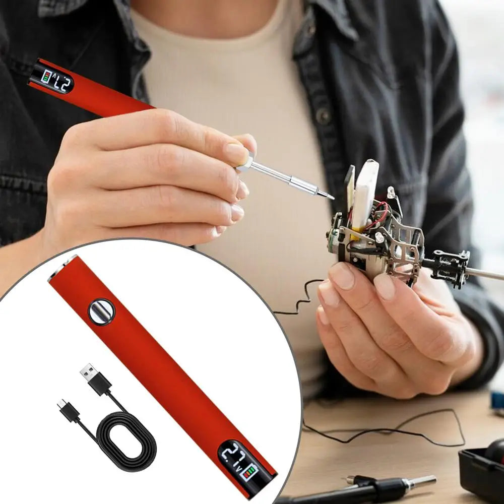 Electric Soldering Iron Rechargeable And Temperature Adjustment Welding Repair Tool Wire Soldering Pen Electronics Soldering Kit