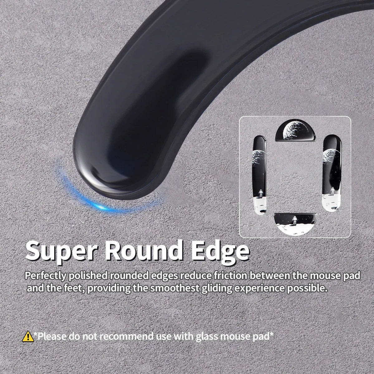 Glass Mouse Skates for Logitech MX Master 3/3s Mouse Feet Pads Smooth Durable Slim 2.5D Curved Edge Mouse Accessories