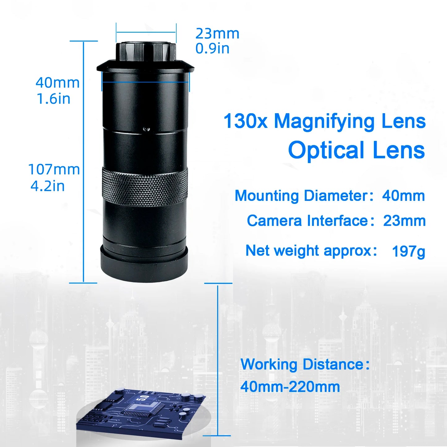 YIZHAN 130X Lens C-mount Digital Microscope for Electronics 4K 1080P HD Industrial Cameras 60MP 48MP HDMI USB VGA Repair Tools