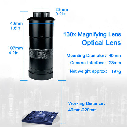 YIZHAN 130X Lens C-mount Digital Microscope for Electronics 4K 1080P HD Industrial Cameras 60MP 48MP HDMI USB VGA Repair Tools