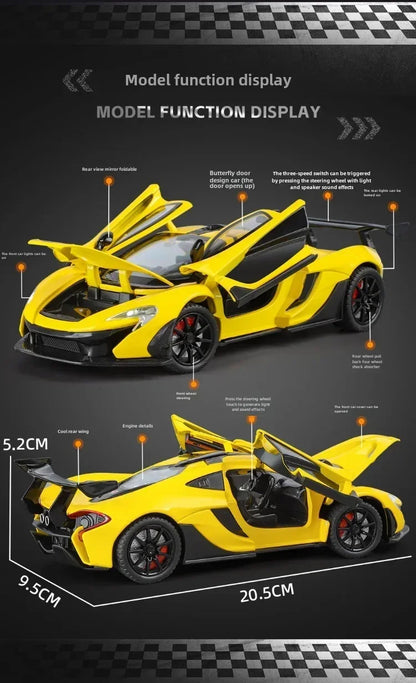 1:24 Scale P1 Supercar Alloy Car Diecast Metal With Sound & Light Model Collect Hobby Model Ornaments Gift For Boys