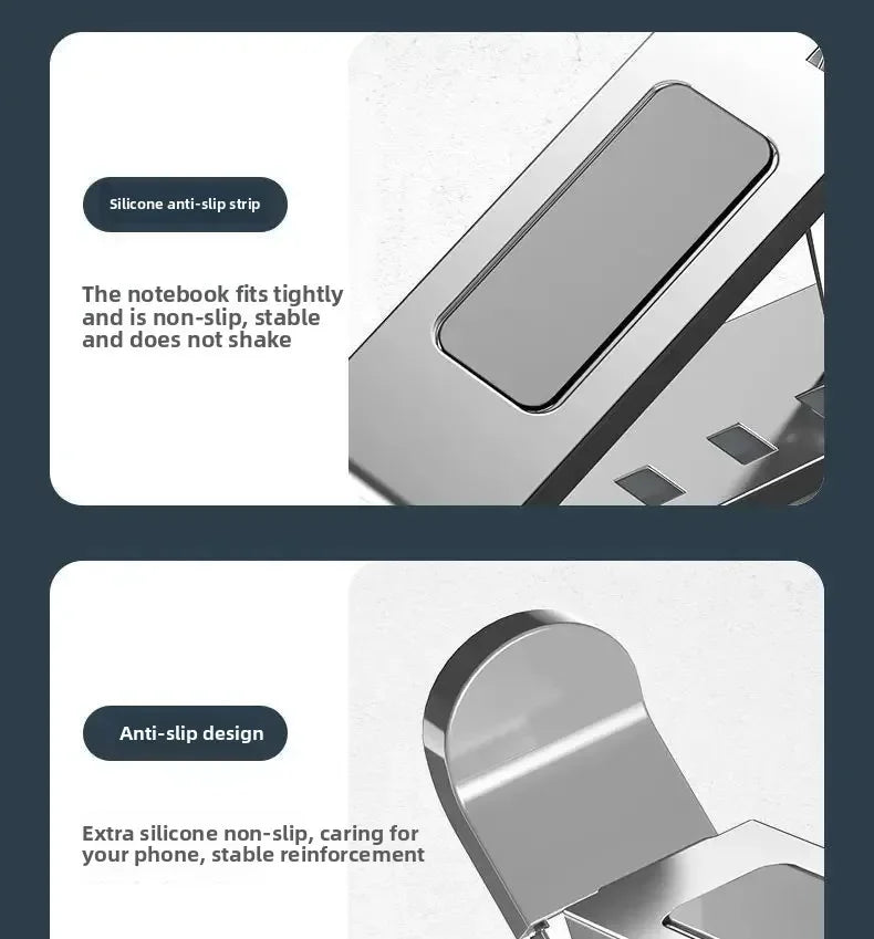 Portable Aluminum Alloy N8 Notebook Stand Desktop Computer Bracket Foldable Double Layer Suspension Style Office Supplies