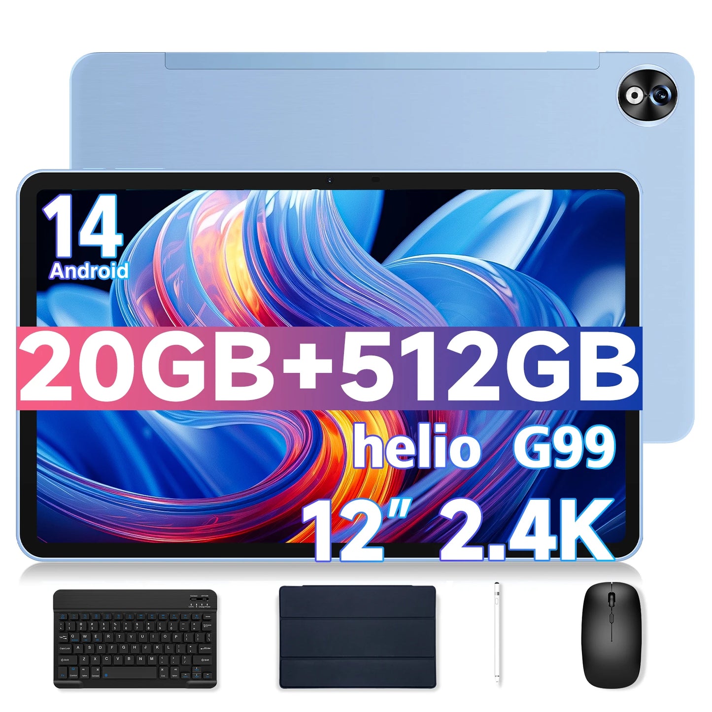 DOOGEE T40 Pro Tablet 12 ''IPS 2.4K 20GB(8 + 12) 512GB Android 14 Helio G99 6nm 10800mAh 18W Charge Quad Speaker 7.6mm ultra-thin