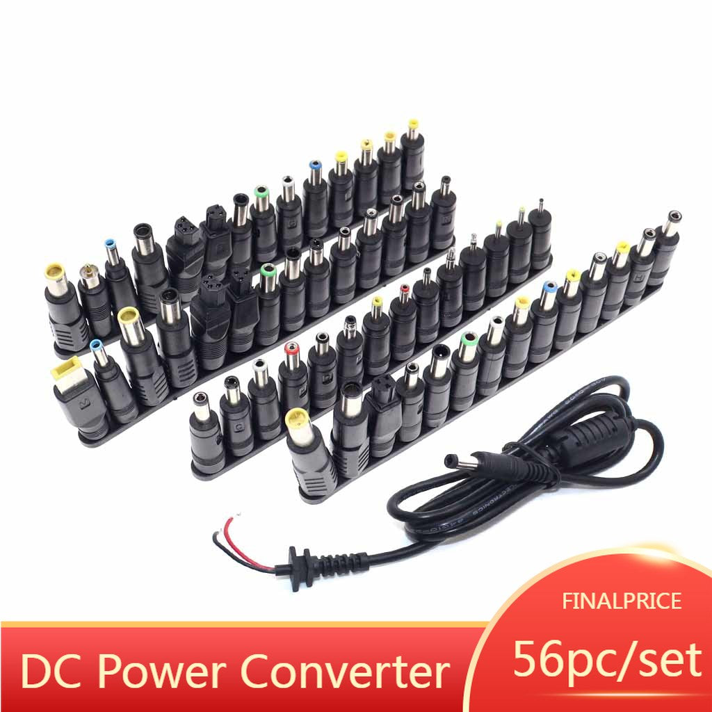 56pcs Universal Laptop AC DC Jack Power Supply Adapter Connector Plug for Lenovo Acer Toshiba HP Dell Notebook Cable Cord