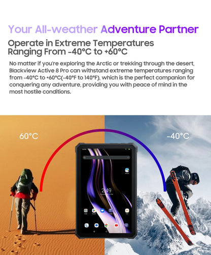 Blackview Active 8 Pro 16GB 256GB Tablet PC 22000mAh Battery Android 14 10.36" inch 2.4K Display 16MP+ 48MP Camera Rugged Tablet
