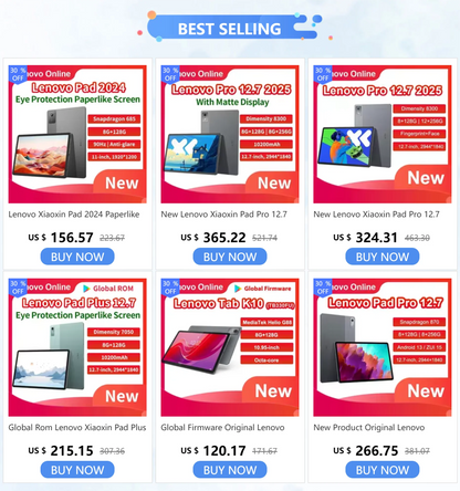 Global Rom Lenovo Xiaoxin Pad Plus 12.7" TB372FC Matte Display Natural Light Anti-Glare 60Hz Comfortable Visual Android Tablet